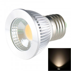 E27 5W 475LM LED lampe de projecteur, 1 LED COB, lumière blanche chaude, 3000-3500K, AC 85-265V, couverture argentée SH20WW1247-20