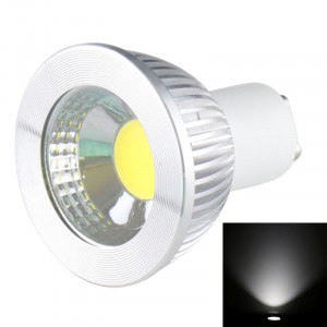 GU10 5W 475LM LED lampe de projecteur, 1 LED COB, lumière blanche, 6000-6500K, AC 85-265V, couverture argentée SH723W819-20