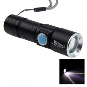 Lampe de poche rétractable à lumière blanche, Cree Q5 LED 3 modes avec lanière (noir) SH603B1073-20