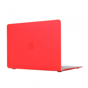 Boîtier de protection en plastique dur transparent translucide givré pour Macbook 12 pouces (rouge) SH038R1327-20