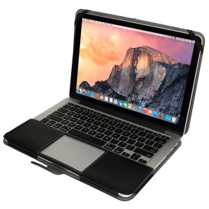 Housse en cuir pour ordinateur portable avec bouton pression pour MacBook Pro Retina 13,3 pouces (noir) SH003B177-20