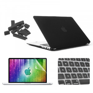 ENKAY pour MacBook Air 13,3 pouces (Version US) 4 en 1 Coque de protection en plastique dur givré avec protecteur d'écran et clavier et bouchons anti-poussière (noir) SE091B266-20