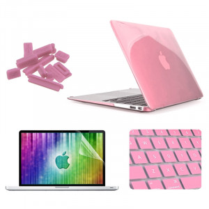ENKAY pour MacBook Air 11.6 pouces (version US) / A1370 / A1465 4 en 1 Crystal Hard Shell boîtier de protection en plastique avec protecteur d'écran et de la garde du clavier et bouchons anti-poussière (rose) SE300F153-20