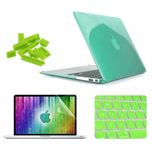 ENKAY pour MacBook Air 13,3 pouces (version US) / A1369 / A1466 4 en 1 Crystal Hard Shell Housse de protection en plastique avec protecteur d'écran et Clavier Guard & bouchons anti-poussière (vert) SE301G1391-20