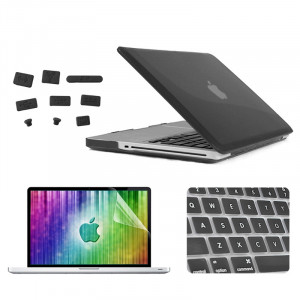 ENKAY pour MacBook Pro 13,3 pouces (US Version) / A1278 4 en 1 Crystal Hard Shell étui de protection en plastique avec protecteur d'écran et clavier Guard & bouchons anti-poussière (Noir) SE304B1197-20