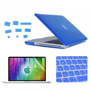 ENKAY pour MacBook Pro 15.4 pouces (US Version) / A1286 4 en 1 Crystal Hard Shell Housse de protection en plastique avec protecteur d'écran et clavier de protection et bouchons anti-poussière (bleu foncé) SE305D1001-20