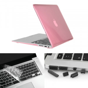 ENKAY pour Macbook Air 13,3 pouces (version US) / A1369 / A1466 Hat-Prince 3 en 1 Crystal Hard Shell étui de protection en plastique avec clavier de garde & Port poussière Plug (rose) SE902F1377-20