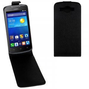 Étui en cuir à rabat magnétique à rabat vertical pour Huawei Ascend Y520 (Noir) SH573B269-20