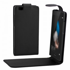 Pour Huawei P8 Lite Housse en cuir à pression magnétique avec rabat vertical Texture (Noir) SH658B1493-20