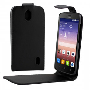 Etui en cuir Nappa Texture Flip à pression magnétique avec pression magnétique pour Huawei Ascend Y625 (Noir) SH661B798-20