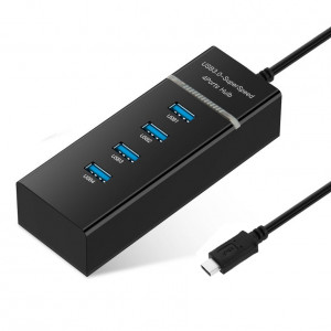 Adaptateur Hub USB-C / Type-C 3,1 à 3 ports USB 3.0, pour Galaxy S8 et S8 + / LG G6 / Huawei P10 et P10 Plus / Xiaomi Mi 6 et Max 2 et autres Smartphones (Noir) SH282B469-20