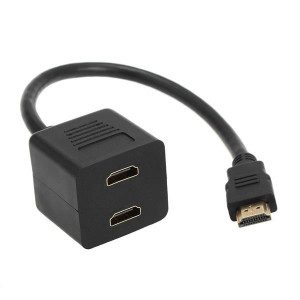 Adaptateur HDMI Splitter 30cm Y Verteiler Stecker mit 2 Gel Kupplung (Plaqué Or) (Noir) SH0316360-20