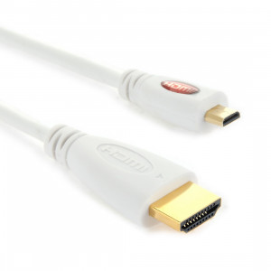 Câble micro HDMI mâle vers HDMI mâle plaqué or, version 1.4, longueur: 1 m (blanc) SH349B880-20