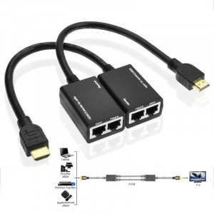 Extendeur HDMI par Cat5e / 6 Câble LAN 30M / 1080P (Noir) SH03621945-20