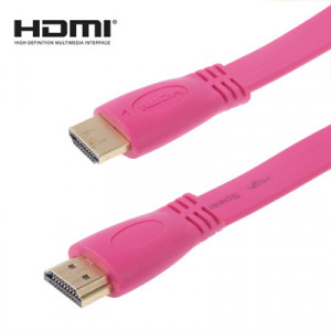 Câble plat de 1.5m plaqué or à HDMI 19Pin, version 1.4, support Ethernet, 3D, 1080P, HD TV / Vidéo / Audio etc. (Magenta) SH448M423-20