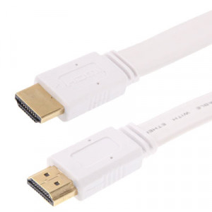 1.4 Version Cable Câble plat HDMI à HDMI 19 broches plaqué or, prise en charge Ethernet, 3D, 1080p, TV HD / vidéo / audio, etc., longueur: 0,5 m (blanc) SH462W750-20