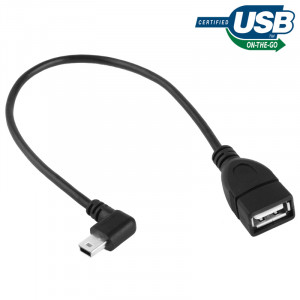 90 degrés Mini USB mâle vers USB 2.0 Adaptateur Câble AF avec Fonction OTG, Longueur: 25cm S906811236-20