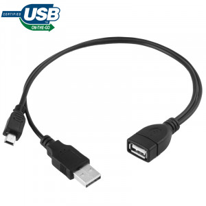 Mini USB Mâle + USB 2.0 AM vers AF Câble avec Fonction OTG, Longueur: 30cm / 35cm SM0685431-20
