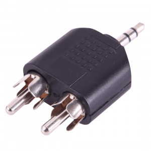 2x RCA Mâle à 3.5mm Mâle Jack Audio Y Adaptateur (Noir) S209691595-20