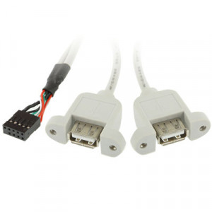 Embase interne à 9 broches vers un câble de montage AF 2x USB 2.0, longueur: 30cm SE10471239-20