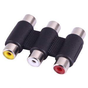 Femelle à Femelle AV 3 Adaptateur Coupleur Audio Vidéo RCA (Noir) SF12051839-20