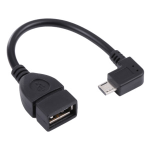 90 degrés micro USB mâle sur câble d'adaptateur AF USB 2.0 avec fonction OTG pour Galaxy / Nokia / LG / BlackBerry / HTC One X / Amazon Kindle / Sony Xperia, etc. (13cm) (noir) SH1327889-20