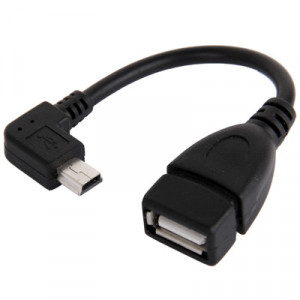 90 degrés Mini USB mâle vers USB 2,0 Adaptateur Câble AF avec Fonction OTG, Longueur: 13cm (Noir) S91328454-20