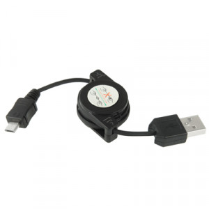 Câble de données rétractable USB 2.0 vers micro USB, longueur : 10 cm (peut être étendu à 75 cm) (noir) SH335B660-20
