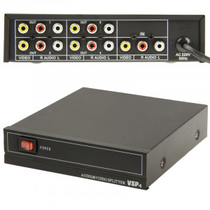 Séparateur AMP audio et vidéo 4 voies avec interrupteur, 1 entrée, 4 sorties (JM-VA104) S419711712-20