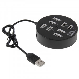 Hub rond portatif USB 2.0 haute vitesse 8 ports, longueur: 60cm (noir) SH000B384-20