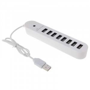 Hub Ovale Portable 8 Ports USB 2.0, Longueur: 50cm (Blanc) S8008W899-20