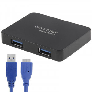 CR-H302 Surface de miroir 4 Ports USB 3.0 Super Vitesse 5 Gbps HUB + 60 cm Câble de Transmission USB 3.0 (Noir) SC231B266-20