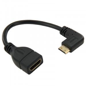 Mâle de mini HDMI plaqué par or de 16cm au câble femelle de Pin de HDMI 19, angle droit de 90 degrés SH32111703-20