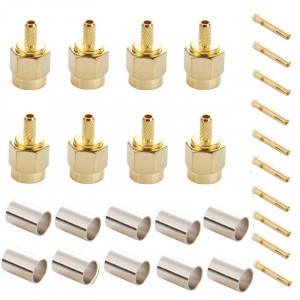 Adaptateur de connecteur mâle RF à broches mâle à sertir RP-SMA plaqué or 10 PCS S136301195-20