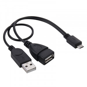 Micro USB vers USB 2.0 Mâle et USB 2.0 Femelle Adaptateur Convertisseur OTG Câble, Longueur: Environ 30cm (Noir) SM562B1555-20