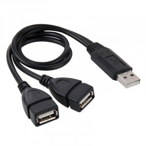 USB 2.0 Mâle à 2 Câble USB Femelle Double Adaptateur pour Ordinateur / Ordinateur Portable, Longueur: Environ 30cm (Noir) SU563B1027-20