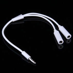 3.5mm Mâle à 2 Femelle Prise Jack Câble Audio Stéréo pour iPhone 6S & 6S Plus & 6 & 6 Plus & 5, iPad Air 2 & Air, Samsung, iPod Portable, MP3, Longueur: 24cm (Blanc) S3564W603-20