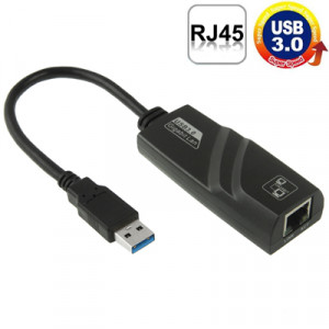 Adaptateur Ethernet USB 3.0 10/100 / 1000Mbps pour ordinateurs portables, Plug and Play (noir) SH5004200-20