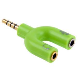 3.5mm Stéréo Mâle à 3.5mm Casque & Mic Femelle Splitter Adaptateur (Vert) S3001G1327-20