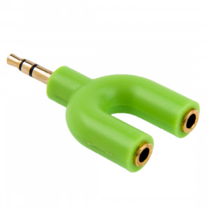 3.5mm Stéréo Mâle à Double 3.5mm Stéréo Femelle Splitter Adaptateur (Vert) S3002G23-20