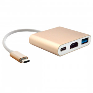 Câble adaptateur USB type C vers HDMI 3 en 1, pour MacBook 12 pouces version 2015, version Google Chromebook Pixel 2015, tablette PC Nokia N1 (Gold) SH500J1641-20
