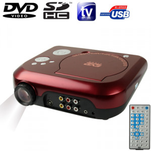 Projecteur DVD portable de cinéma à domicile avec fonction récepteur TV (PAL / NTSC / SECAM), fonction AV IN / OUT et jeu, carte mémoire SD / MMC / disque flash USB, taille de l'image projetée: 10 SH1090225-20