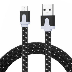 Câble de chargement / données micro USB vers USB tissé de 2 m, Câble de charge/données Micro USB vers USB de style tissé de 2 m (noir) SH398B1801-20
