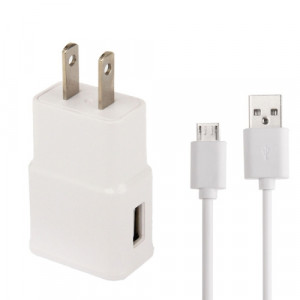 Micro 5 broches USB câble de synchronisation + US Plug chargeur de voyage pour Galaxy S7 / S6 / S5 / S4 / i9500 / i9300 / i9220 (blanc) SH17531204-20