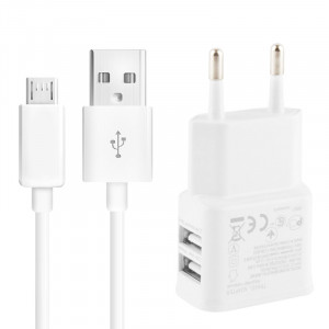 Adaptateur de charge de voyage de la sortie de la double sortie USB avec un câble USB Micro 5 broches, Adapté pour la Galaxy i9500 / i9300 / i9220 / N7000 / i9100 / S5830 / i9082 / i9260 / HTC G21 / G18 / G17 / G12 / SH19591252-20