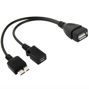 Câble USB AF vers Micro USB 3.0 + Micro USB 2.0 pour Galaxy Note III / N9000, Longueur: 20 cm (Noir) SH24581700-20