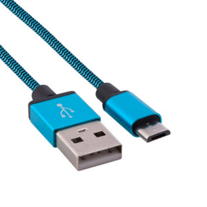 Câble de données / chargeur de type micro USB vers USB 2.0 tissé de 1 m, Pour Samsung, HTC, Sony, Lenovo, Huawei et autres smartphones (bleu) SH481L1606-20