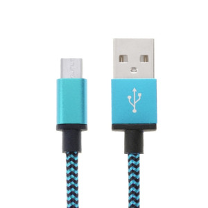 Câble de données / chargeur de type micro USB vers USB 2.0 tissé de 2 m, Câble de données/chargeur micro USB vers USB 2.0 style tissé de 2 m (bleu) SH591L1264-20