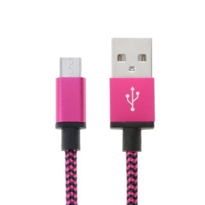 Câble de données / chargeur de type micro USB vers USB 2.0 tissé de 2 m, Câble de données/chargeur micro USB vers USB 2.0 style tissé de 2 m (magenta) SH591M825-20