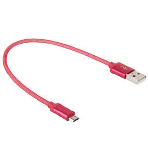 Câble de données/chargeur Micro USB vers USB 2.0 à tête métallique de style filet de 25 cm (rouge) SH890R1934-20
